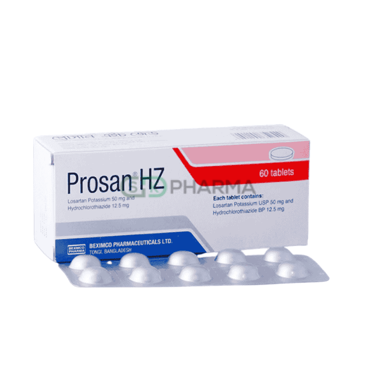 Prosan HZ Tablet 50 mg+12.5 mg (Losartan Potassium + Hydrochlorothiazide)