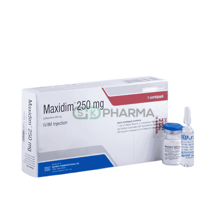 Maxidim Injection 250 mg/vial (Ceftazidime Pentahydrate)