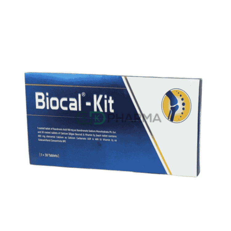 Biocal Kit Tablet 150 mg+600 mg+400 IU (Ibandronic Acid + Algae Calcium + Vitamin D3)