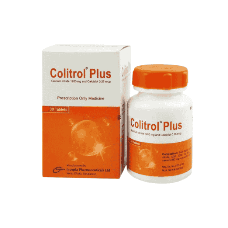 Colitrol Plus Tablet 1200 mg+0.25 mcg (Calcium Citrate + Calcitriol)