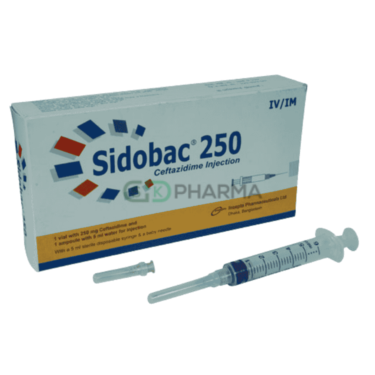 Sidobac Injection 250 mg/vial (Ceftazidime Pentahydrate)